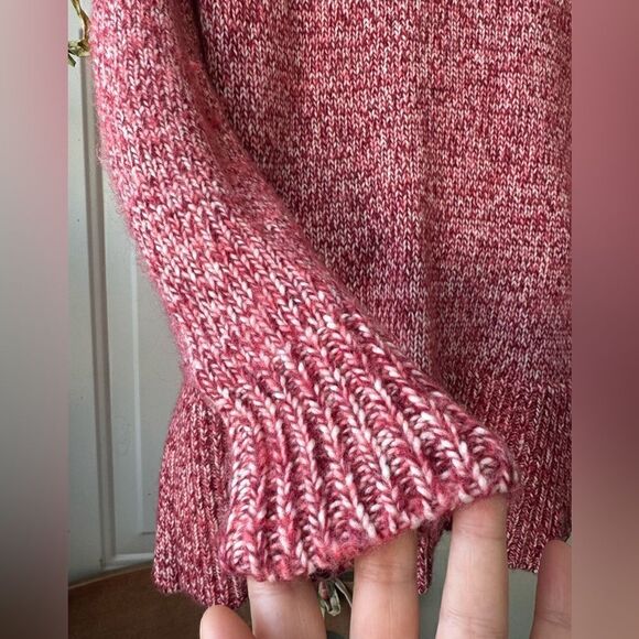 J. Crew Italian Marled Red Wool Blend Turtleneck Oversized Sweater Size S - Picture 4 of 11
